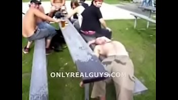 Redneck guy with his pissing dick out in public